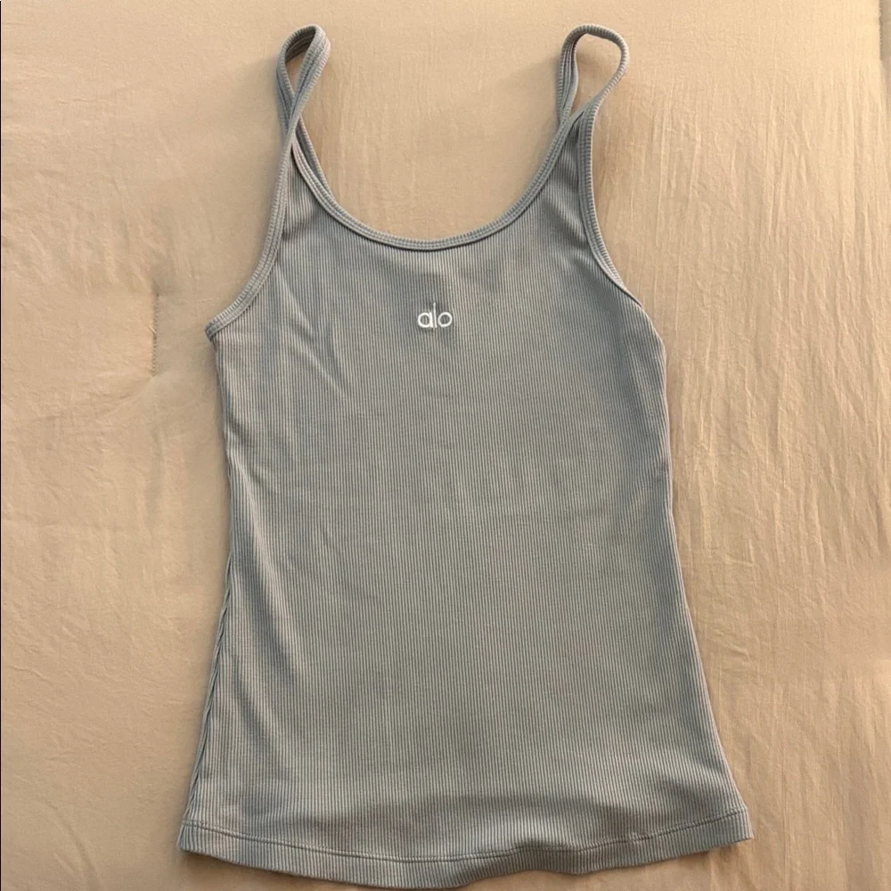 ALO Yoga Women's Lunar Gray Ribbed Tank Top - Picture 3 of 7